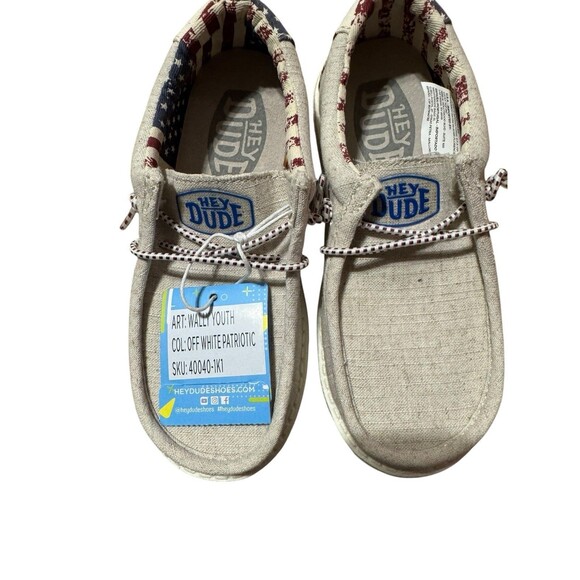 Hey Dude Wally Youth Off White Patriotic 12C New - Picture 2 of 13